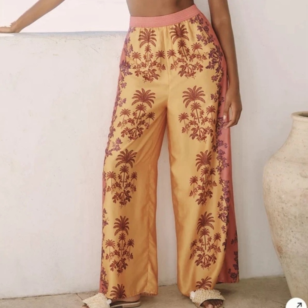 Celandine Anthropologie Beach Club 2 piece outfit set pants crop top medium New - Picture 2 of 7